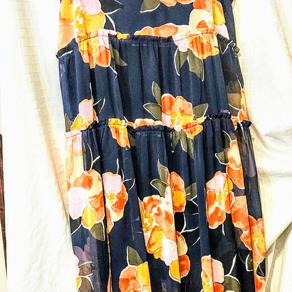 Maurices Floral Tiered Sleeveless Spaghetti Strap V-Neck Maxi Dress Plus Size 2X - Picture 4 of 9